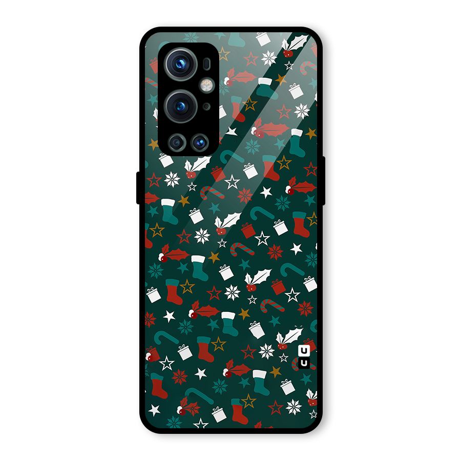 Christmas Pattern Design Glass Back Case for OnePlus 9 Pro