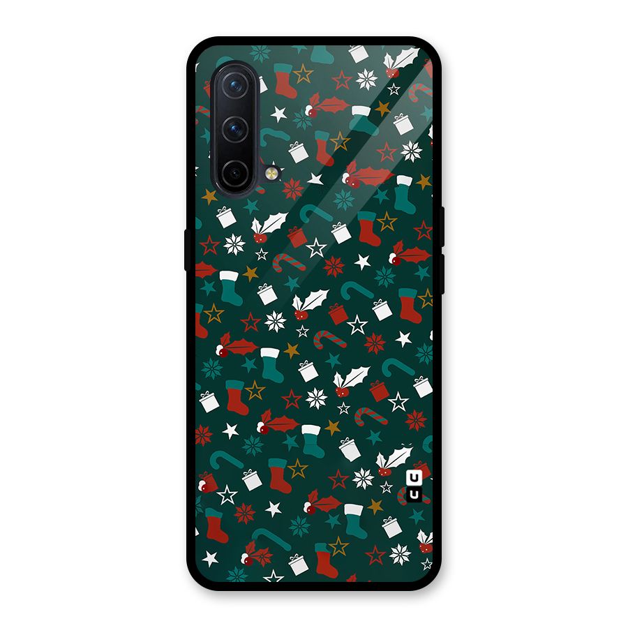 Christmas Pattern Design Glass Back Case for OnePlus Nord CE 5G