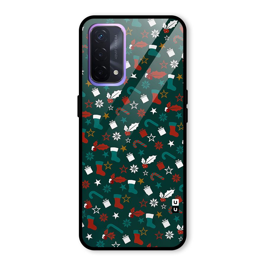 Christmas Pattern Design Glass Back Case for Oppo A74 5G