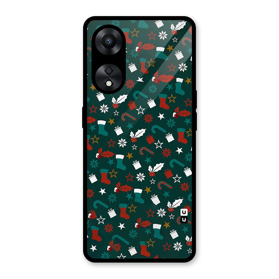 Christmas Pattern Design Glass Back Case for Oppo A78