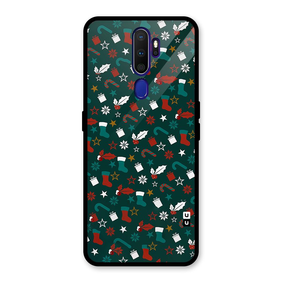 Christmas Pattern Design Glass Back Case for Oppo A9 (2020)