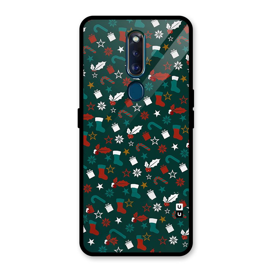 Christmas Pattern Design Glass Back Case for Oppo F11 Pro