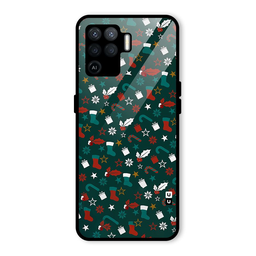 Christmas Pattern Design Glass Back Case for Oppo F19 Pro