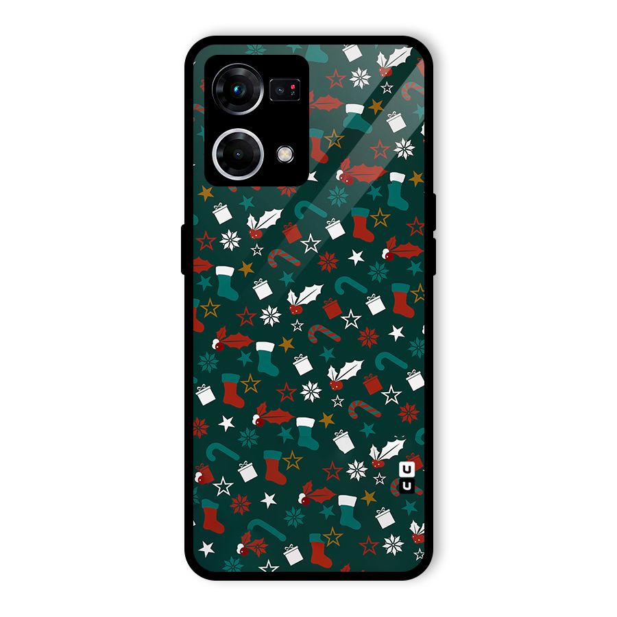 Christmas Pattern Design Glass Back Case for Oppo F21 Pro 5G