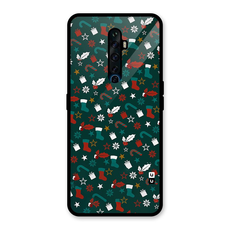Christmas Pattern Design Glass Back Case for Oppo Reno2 Z