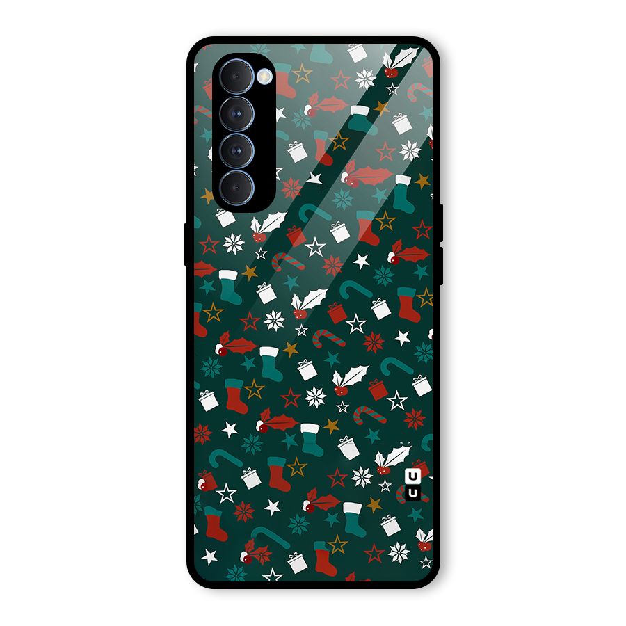 Christmas Pattern Design Glass Back Case for Oppo Reno4 Pro
