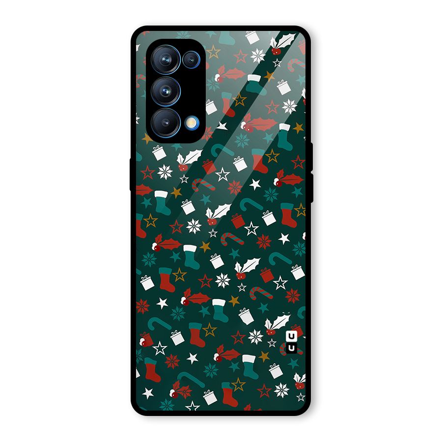 Christmas Pattern Design Glass Back Case for Oppo Reno5 Pro 5G
