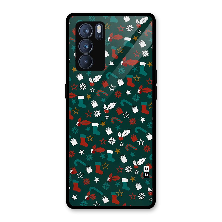 Christmas Pattern Design Glass Back Case for Oppo Reno6 Pro 5G