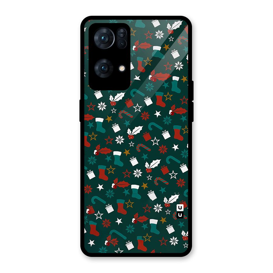 Christmas Pattern Design Glass Back Case for Oppo Reno7 Pro 5G