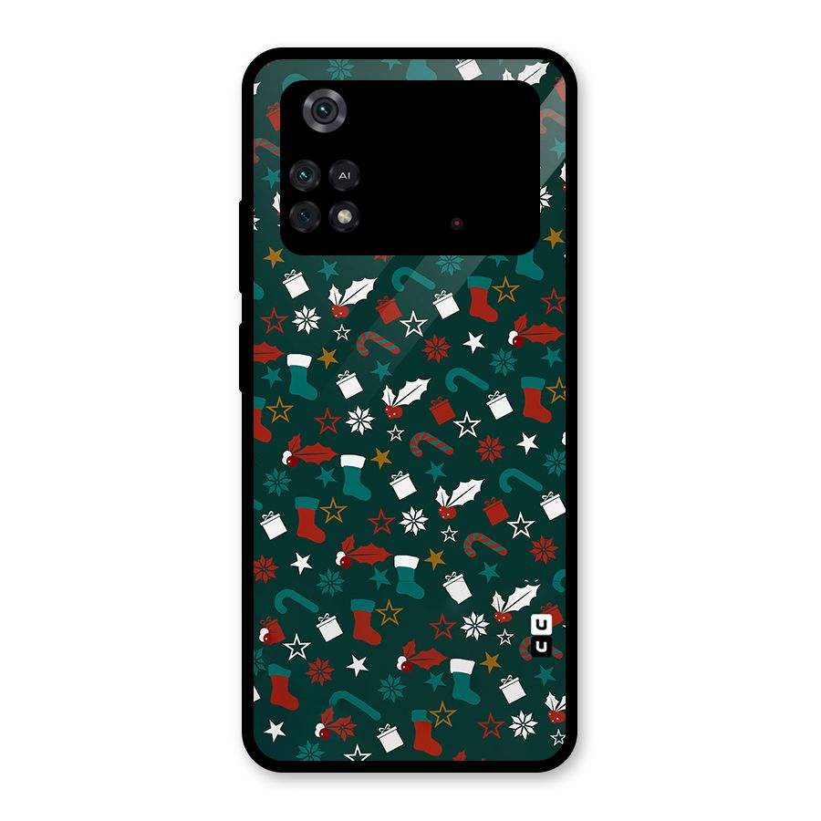 Christmas Pattern Design Glass Back Case for Poco M4 Pro 4G