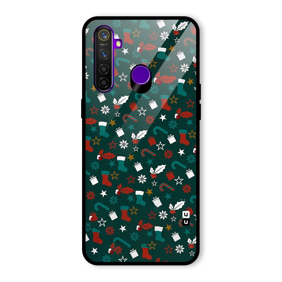 Christmas Pattern Design Glass Back Case for Realme 5 Pro