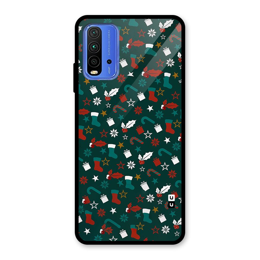 Christmas Pattern Design Glass Back Case for Redmi 9 Power