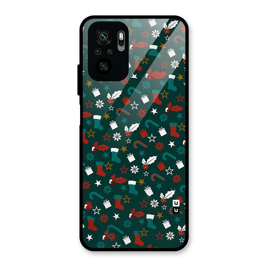 Christmas Pattern Design Glass Back Case for Redmi Note 10S