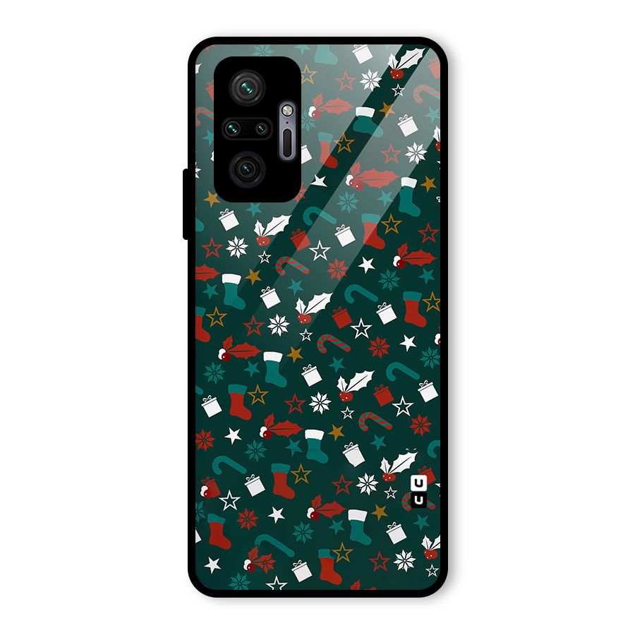 Christmas Pattern Design Glass Back Case for Redmi Note 10 Pro