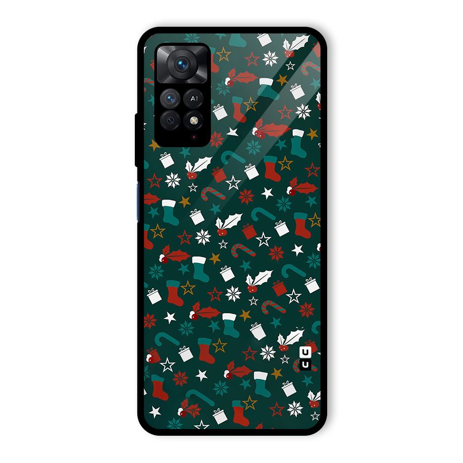 Christmas Pattern Design Glass Back Case for Redmi Note 11 Pro
