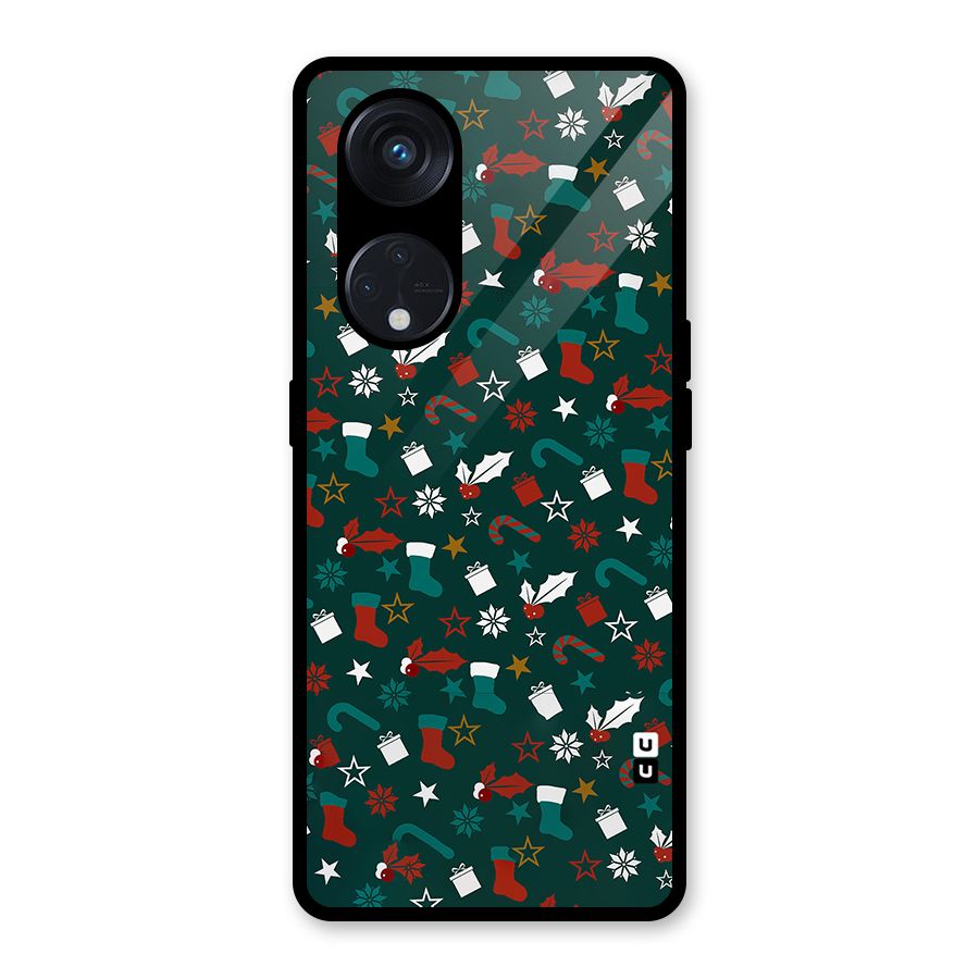 Christmas Pattern Design Glass Back Case for Reno8 T 5G