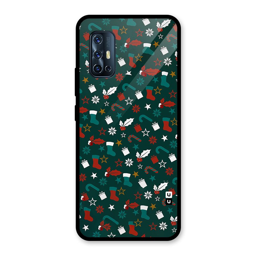 Christmas Pattern Design Glass Back Case for Vivo V17