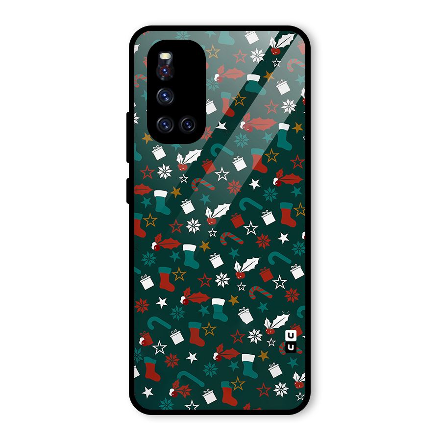 Christmas Pattern Design Glass Back Case for Vivo V19
