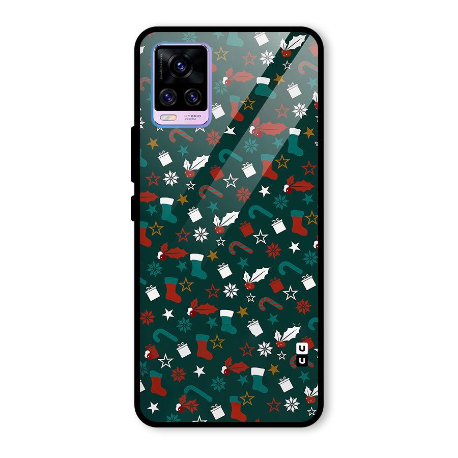Christmas Pattern Design Glass Back Case for Vivo V20 Pro