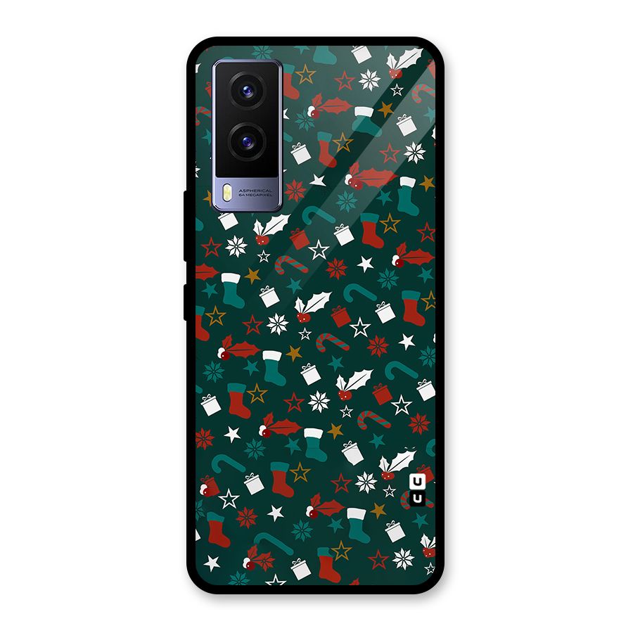Christmas Pattern Design Glass Back Case for Vivo V21e 5G
