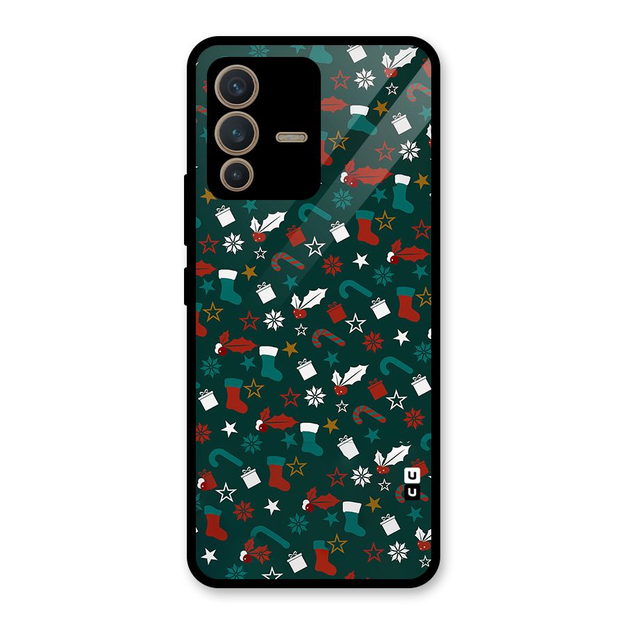 Christmas Pattern Design Glass Back Case for Vivo V23 5G