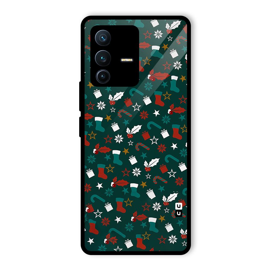 Christmas Pattern Design Glass Back Case for Vivo V23 Pro