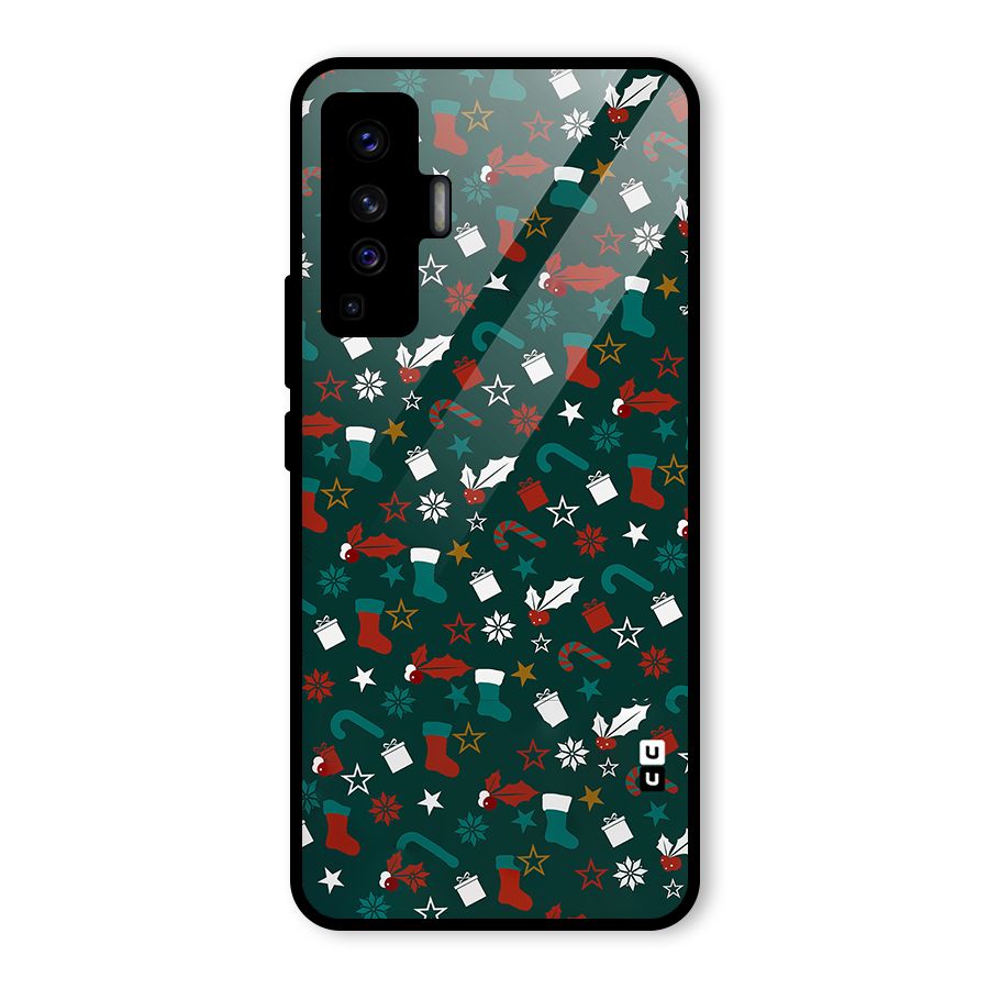 Christmas Pattern Design Glass Back Case for Vivo X50