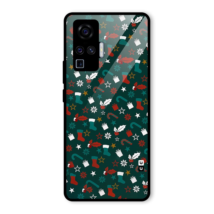 Christmas Pattern Design Glass Back Case for Vivo X50 Pro