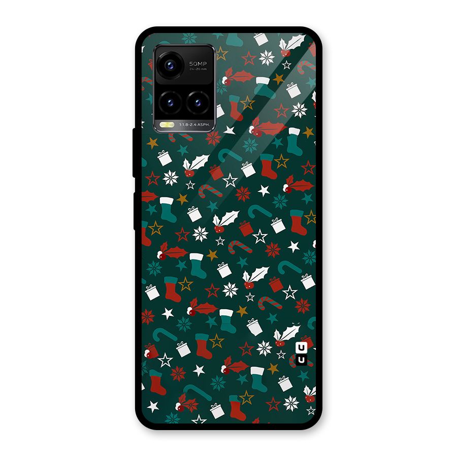 Christmas Pattern Design Glass Back Case for Vivo Y21T