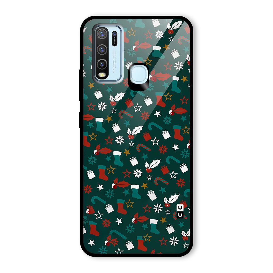 Christmas Pattern Design Glass Back Case for Vivo Y30
