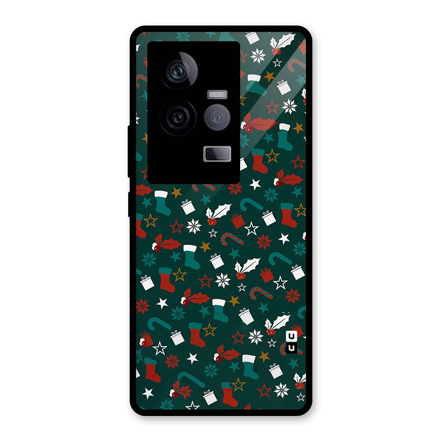 Christmas Pattern Design Glass Back Case for Vivo iQOO 11 5G