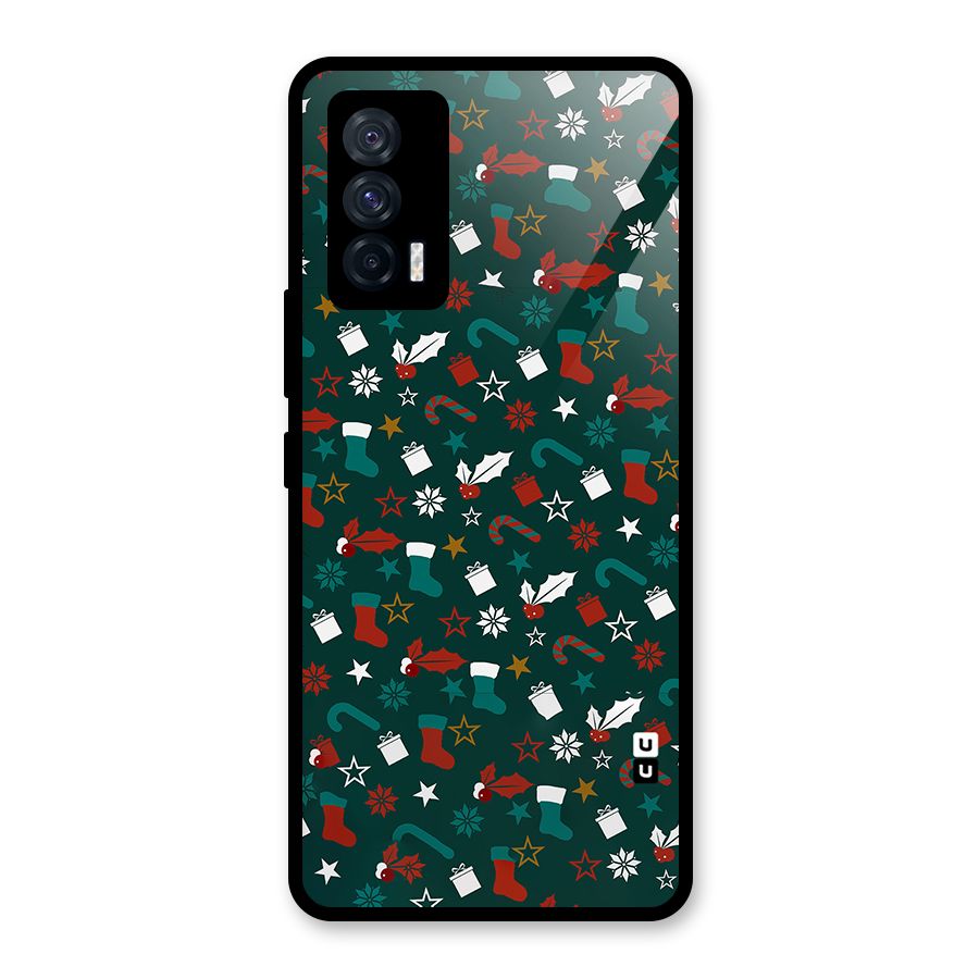 Christmas Pattern Design Glass Back Case for Vivo iQOO 7 5G