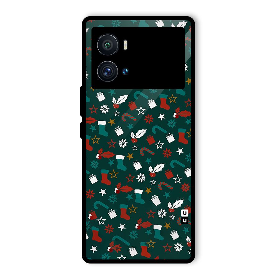 Christmas Pattern Design Glass Back Case for Vivo iQOO 9 Pro