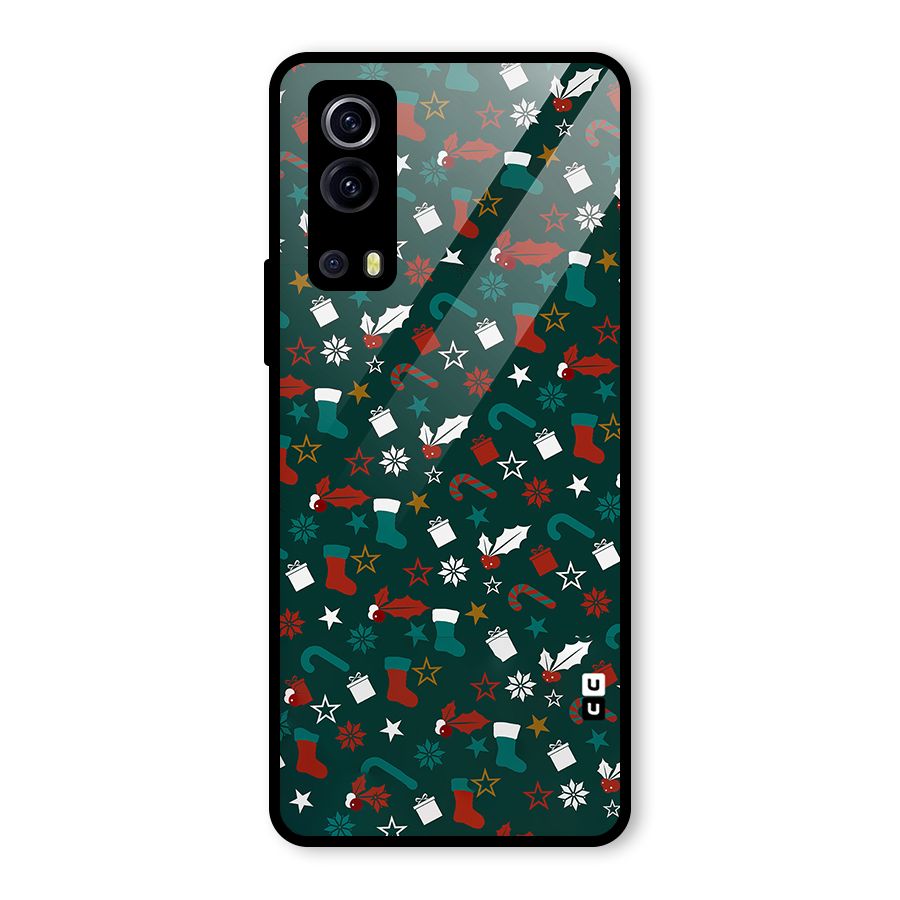 Christmas Pattern Design Glass Back Case for Vivo iQOO Z3