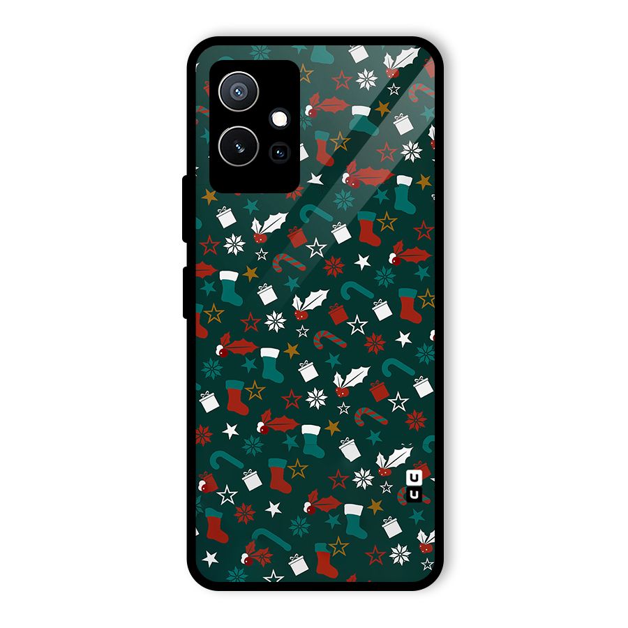 Christmas Pattern Design Glass Back Case for Vivo iQOO Z6