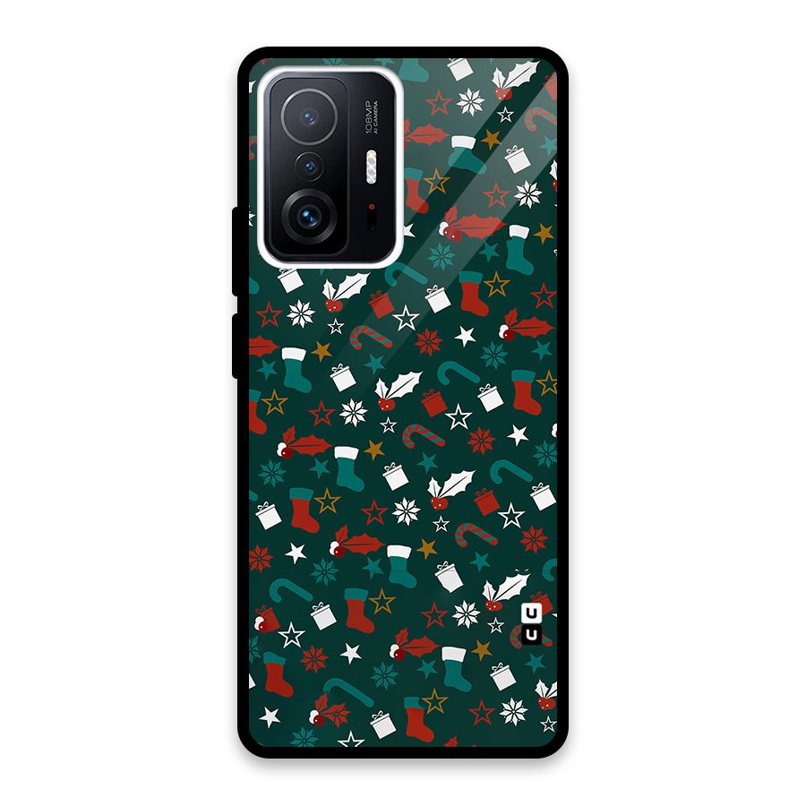 Christmas Pattern Design Glass Back Case for Xiaomi 11T Pro
