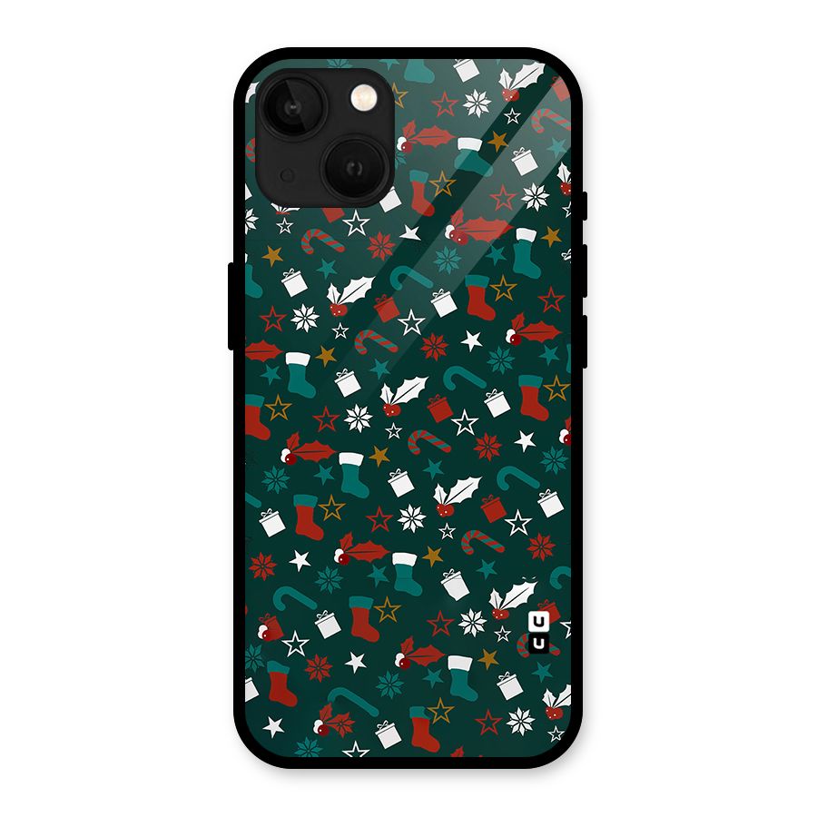 Christmas Pattern Design Glass Back Case for iPhone 13