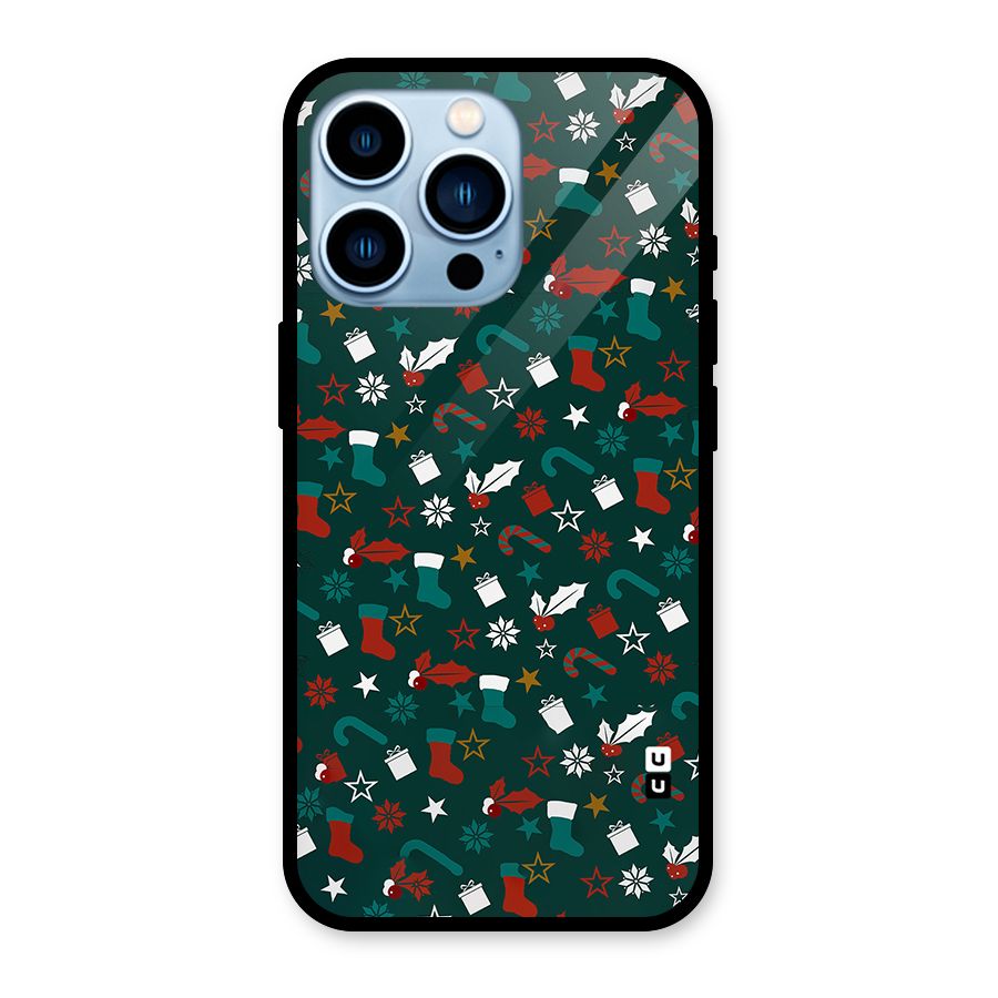 Christmas Pattern Design Glass Back Case for iPhone 13 Pro