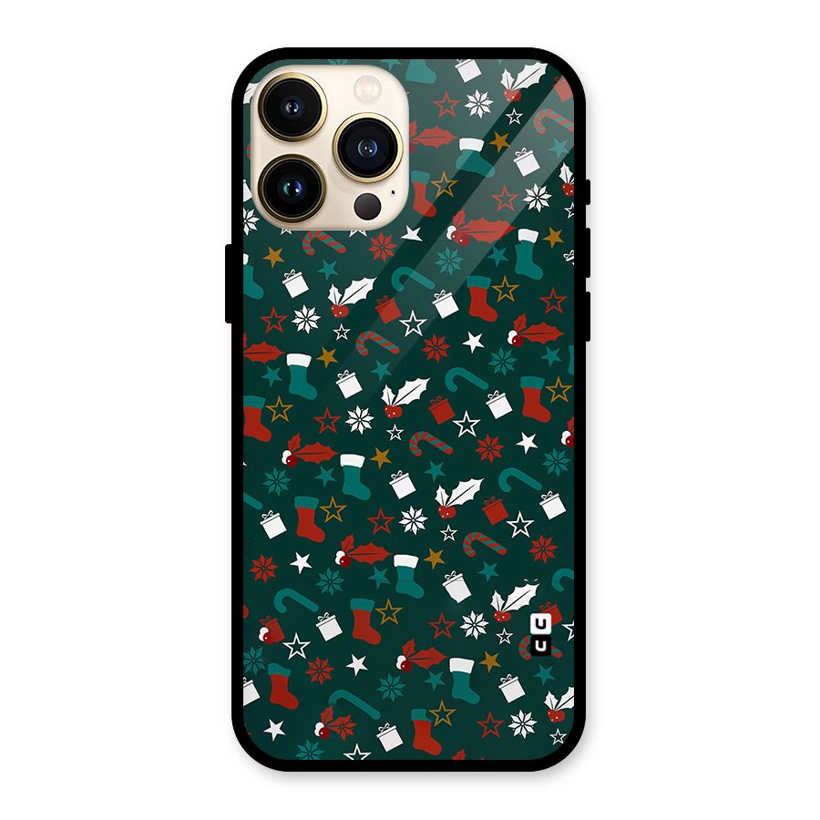 Christmas Pattern Design Glass Back Case for iPhone 13 Pro Max