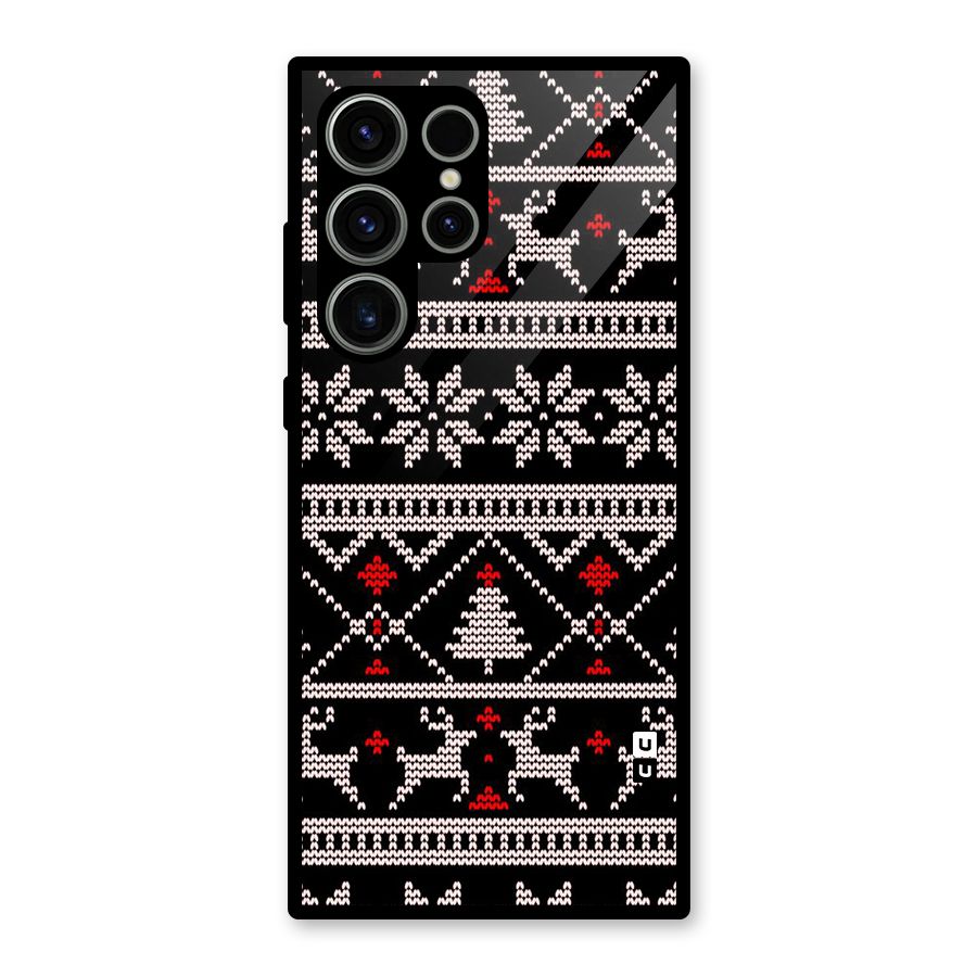 Christmas Seamless Aztec Glass Back Case for Galaxy S23 Ultra