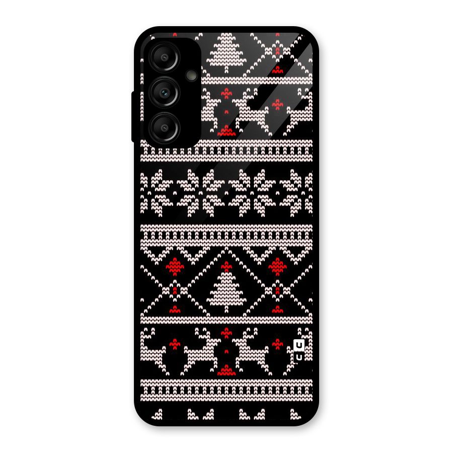 Christmas Seamless Aztec Pattern Glass Back Case for Galaxy A14 5G