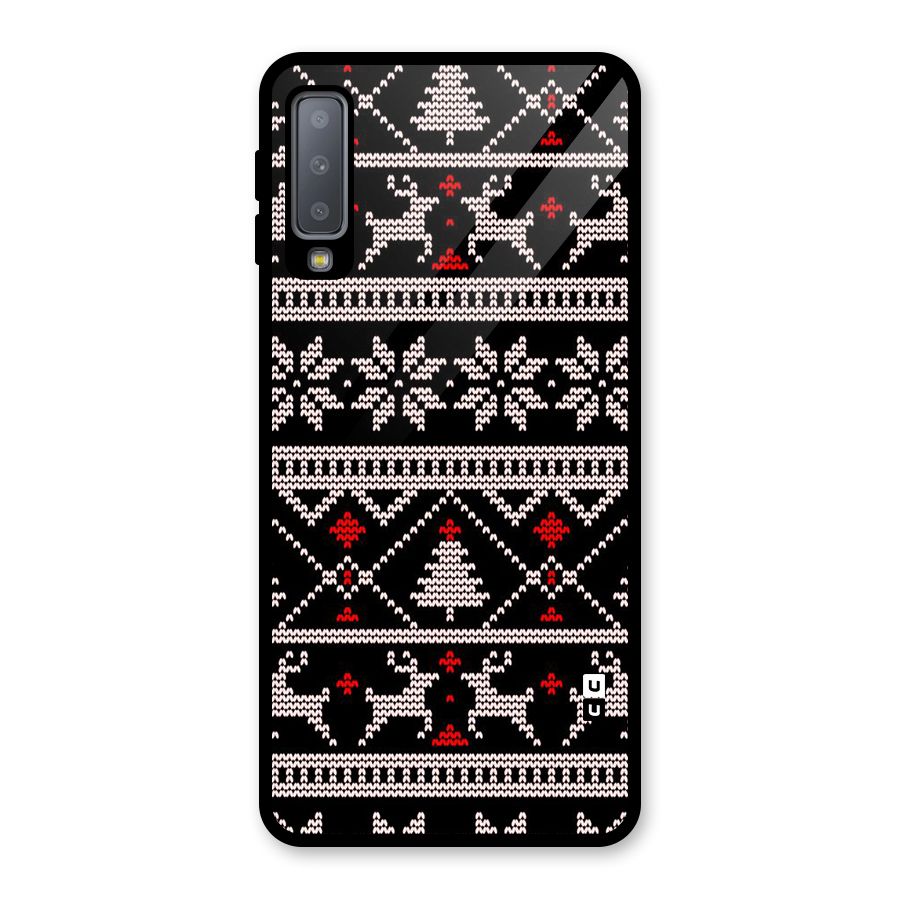 Christmas Seamless Aztec Pattern Glass Back Case for Galaxy A7 (2018)