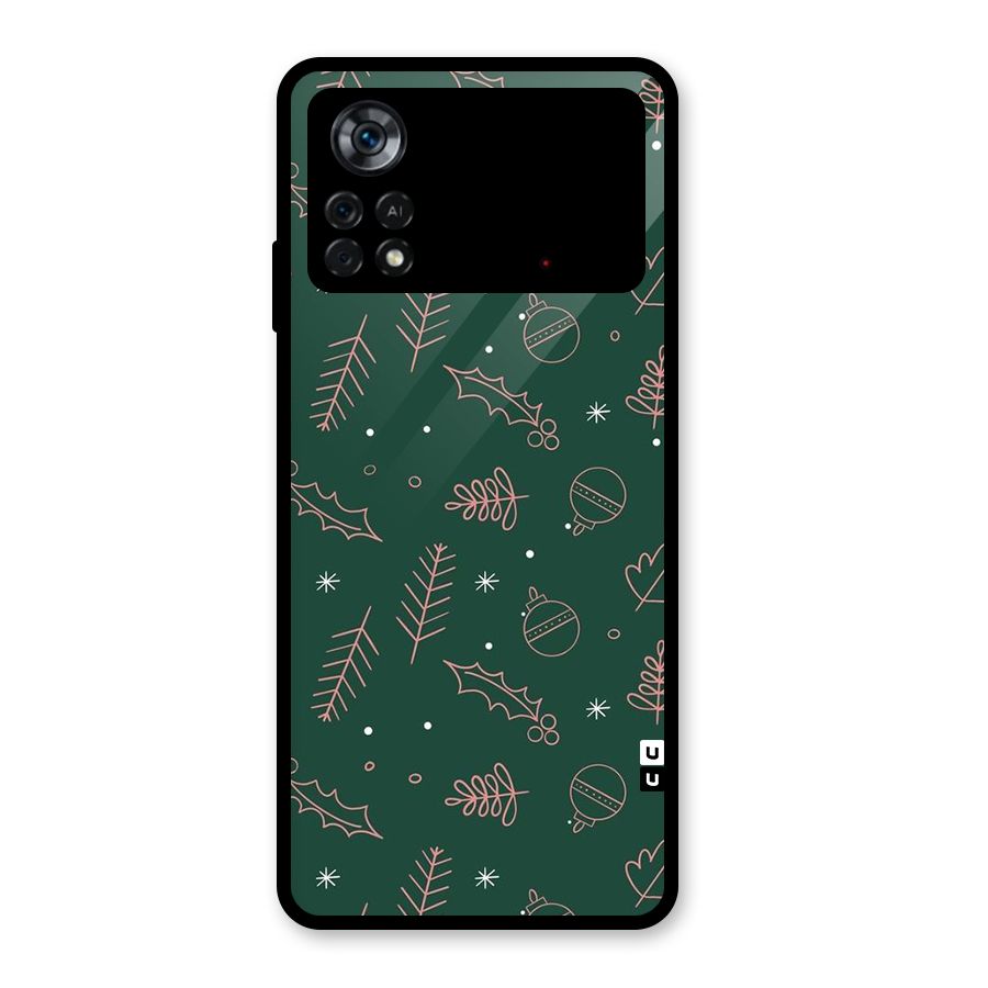 Christmas Season Leaves Glass Back Case for Poco X4 Pro 5G
