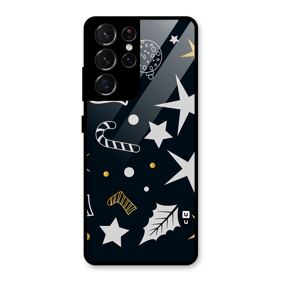 Christmas Special Pattern Glass Back Case for Galaxy S21 Ultra 5G