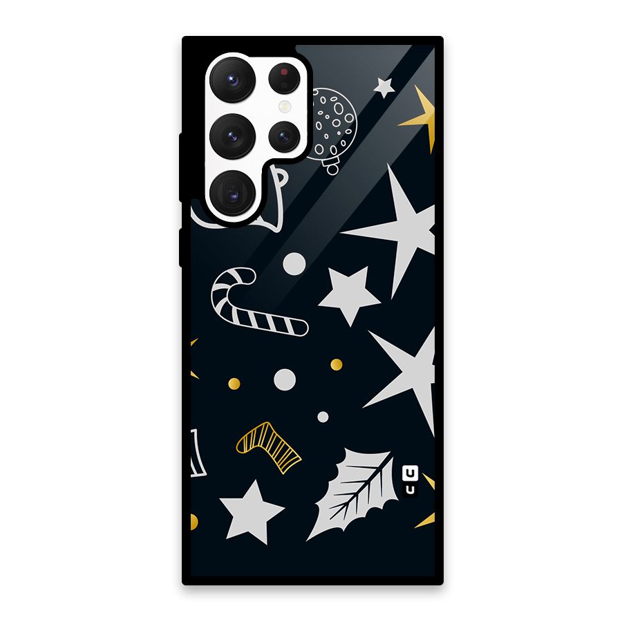 Christmas Special Pattern Glass Back Case for Galaxy S22 Ultra 5G