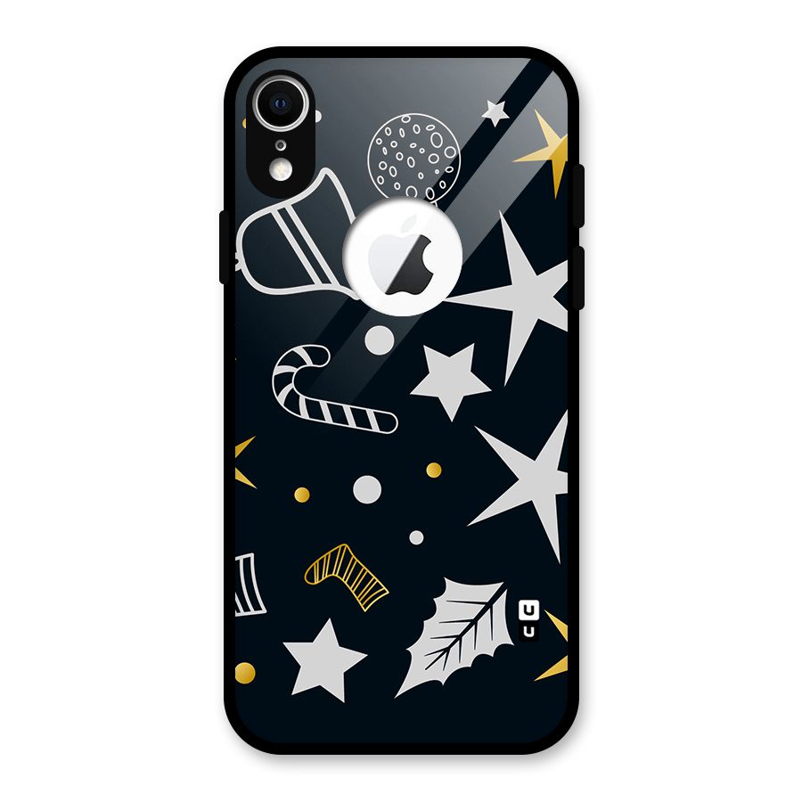 Christmas Special Pattern Glass Back Case for iPhone XR Logo Cut