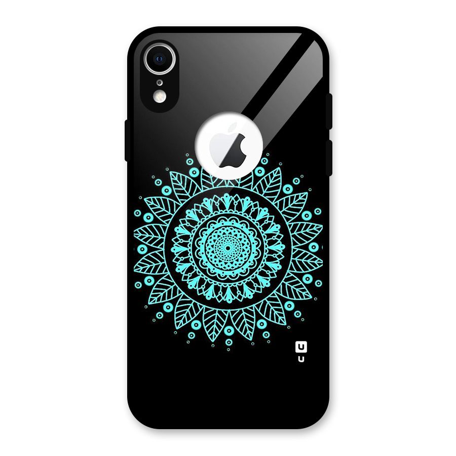 Circles Pattern Art Glass Back Case for iPhone XR Logo Cut
