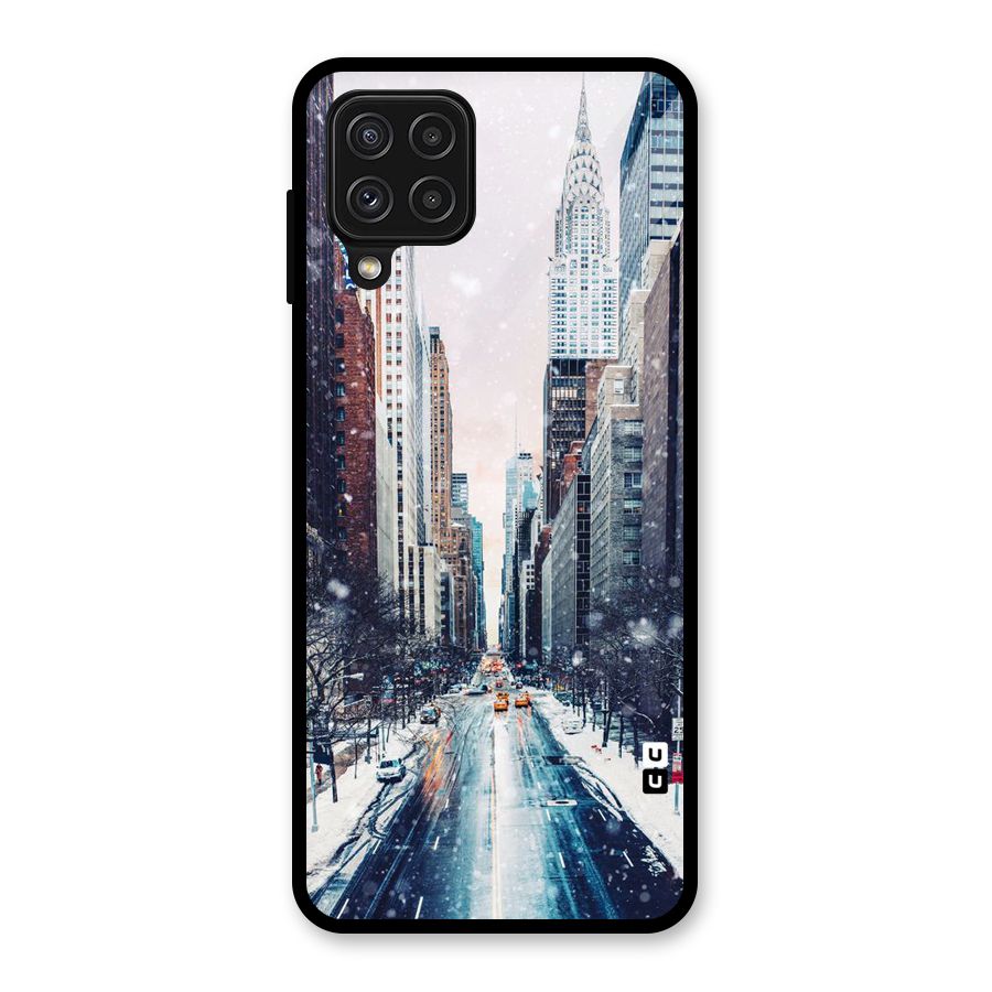 City Snow Glass Back Case for Galaxy A22 4G