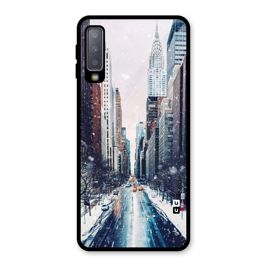 City Snow Glass Back Case for Galaxy A7 (2018)