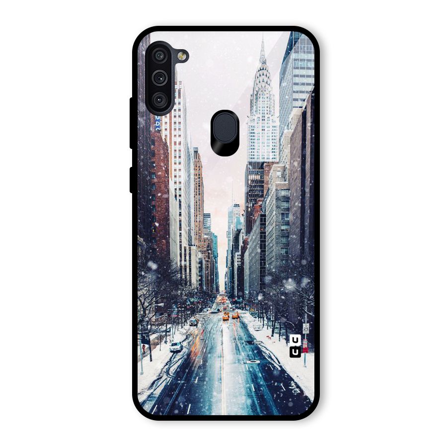 City Snow Glass Back Case for Galaxy M11
